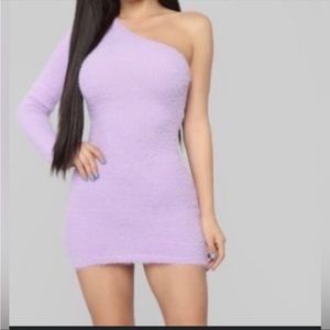 Fashion Nova Sweater lavender color one shoulder Dress size M